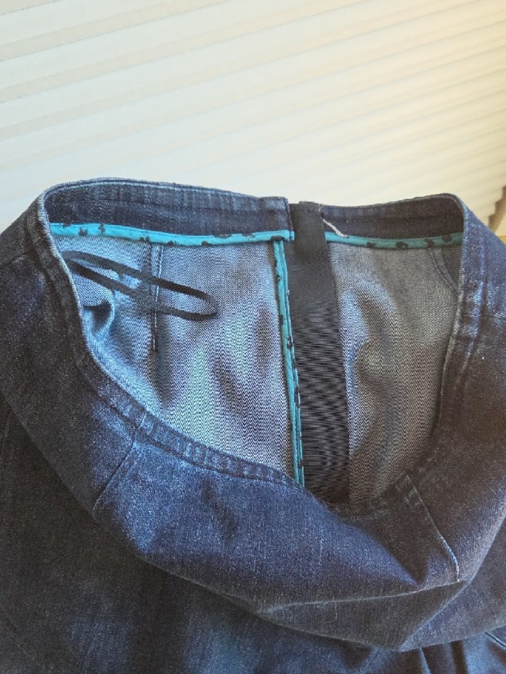 Dark Blue Denim Ruffle Hem Skirt - Women - Picture 6 of 8